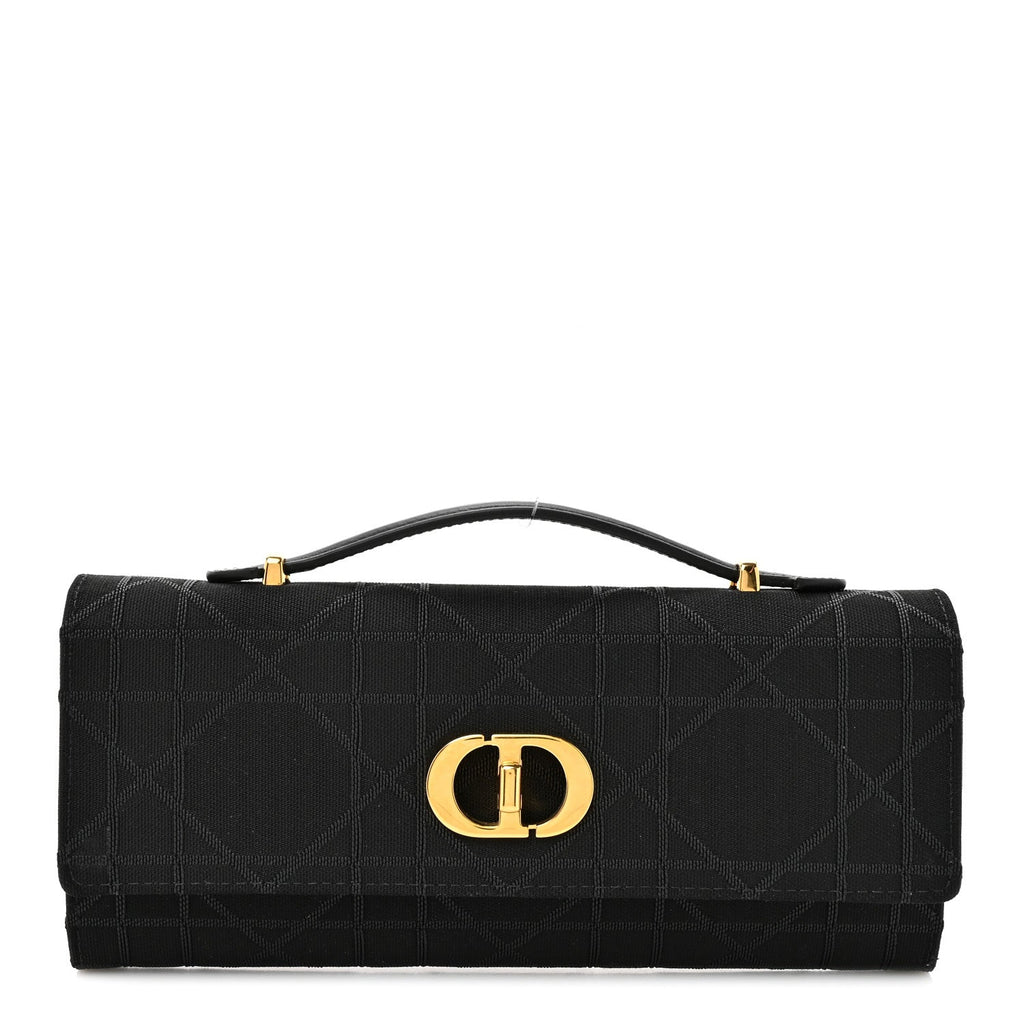 Christian Dior Technical Fabric Macrocannage Miss Caro Top Handle Pouch Black