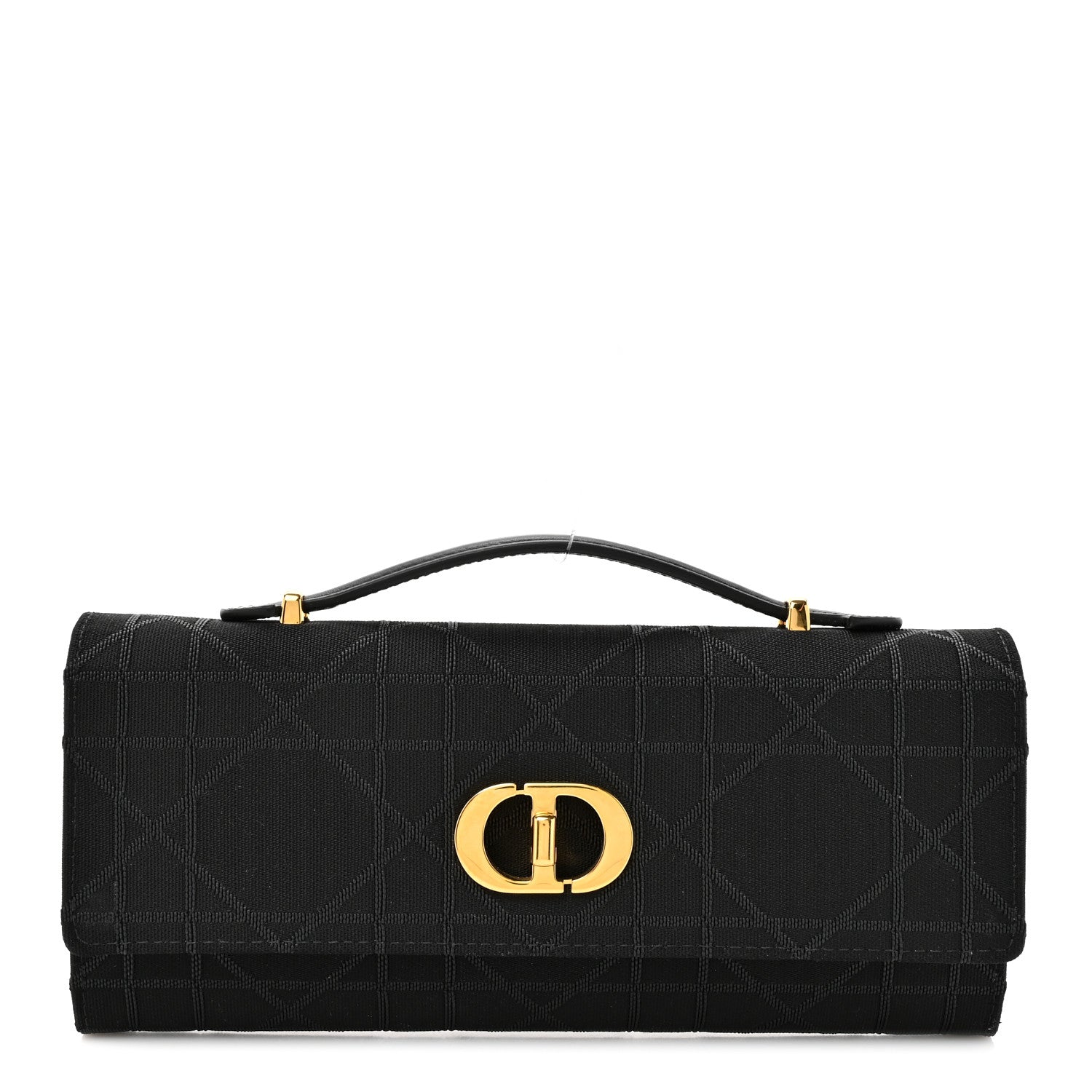 Christian Dior Technical Fabric Macrocannage Miss Caro Top Handle Pouch Black