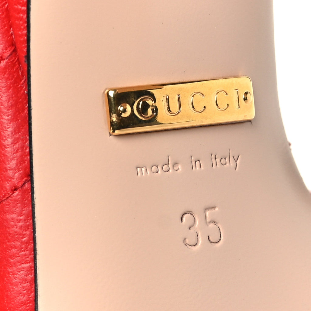 Gucci Nappa Matelasse GG Marmont 75mm Slide Sandals 35 Maple Red