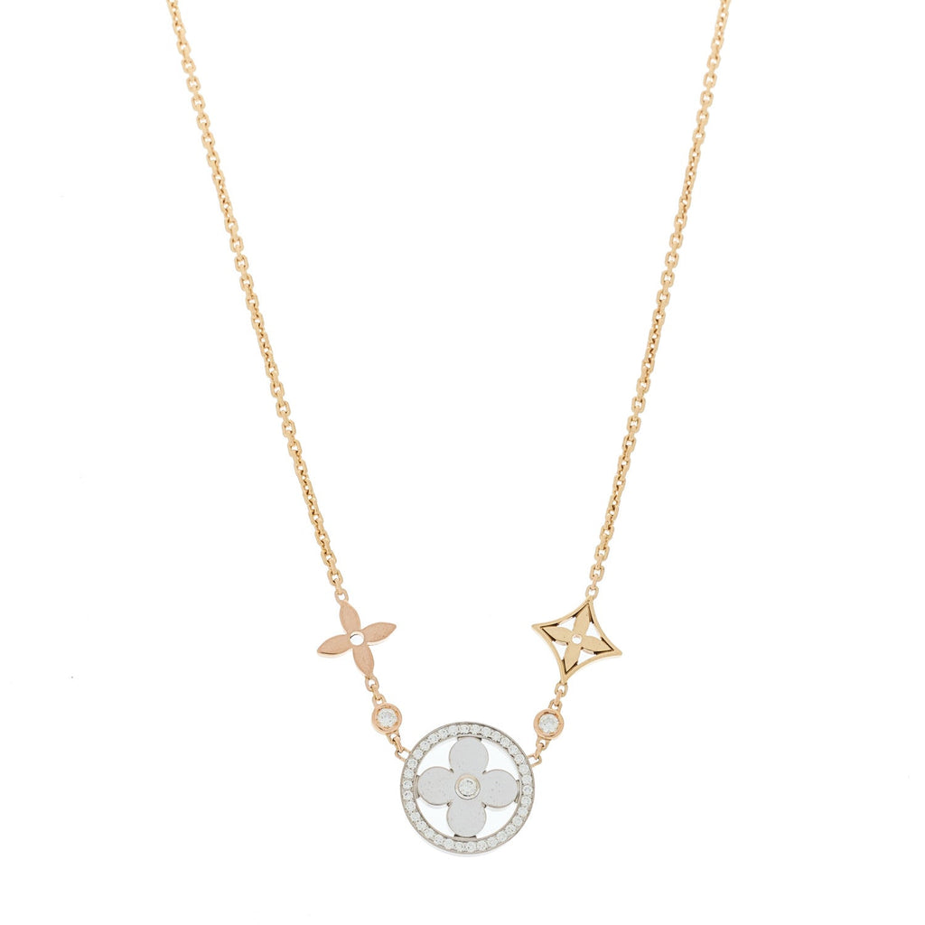 Louis Vuitton 18K Yellow White Rose Gold Diamond Idylle Blossom XL Pendant Necklace