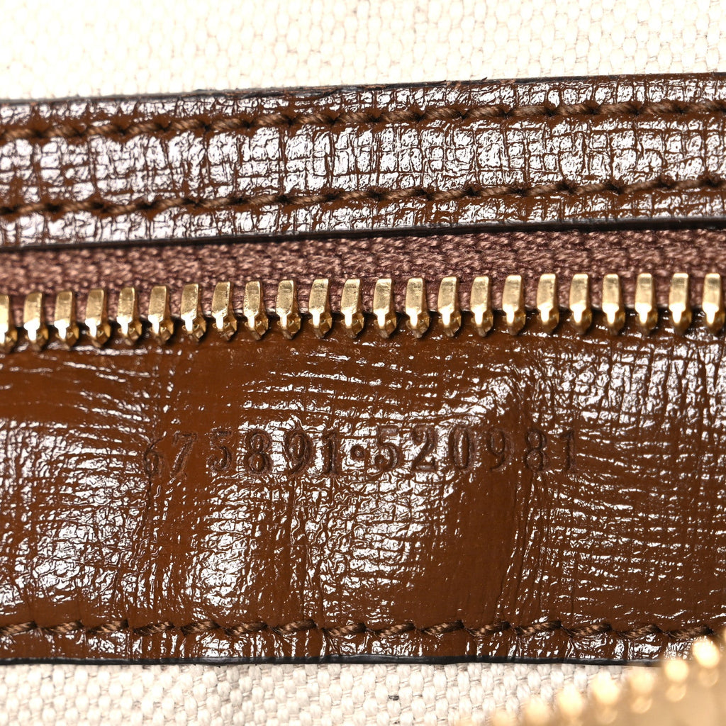 Gucci GG Supreme Monogram Azalea Calfskin Retro Interlocking G Messenger Shoulder Bag Beige Ebony Brown Sugar