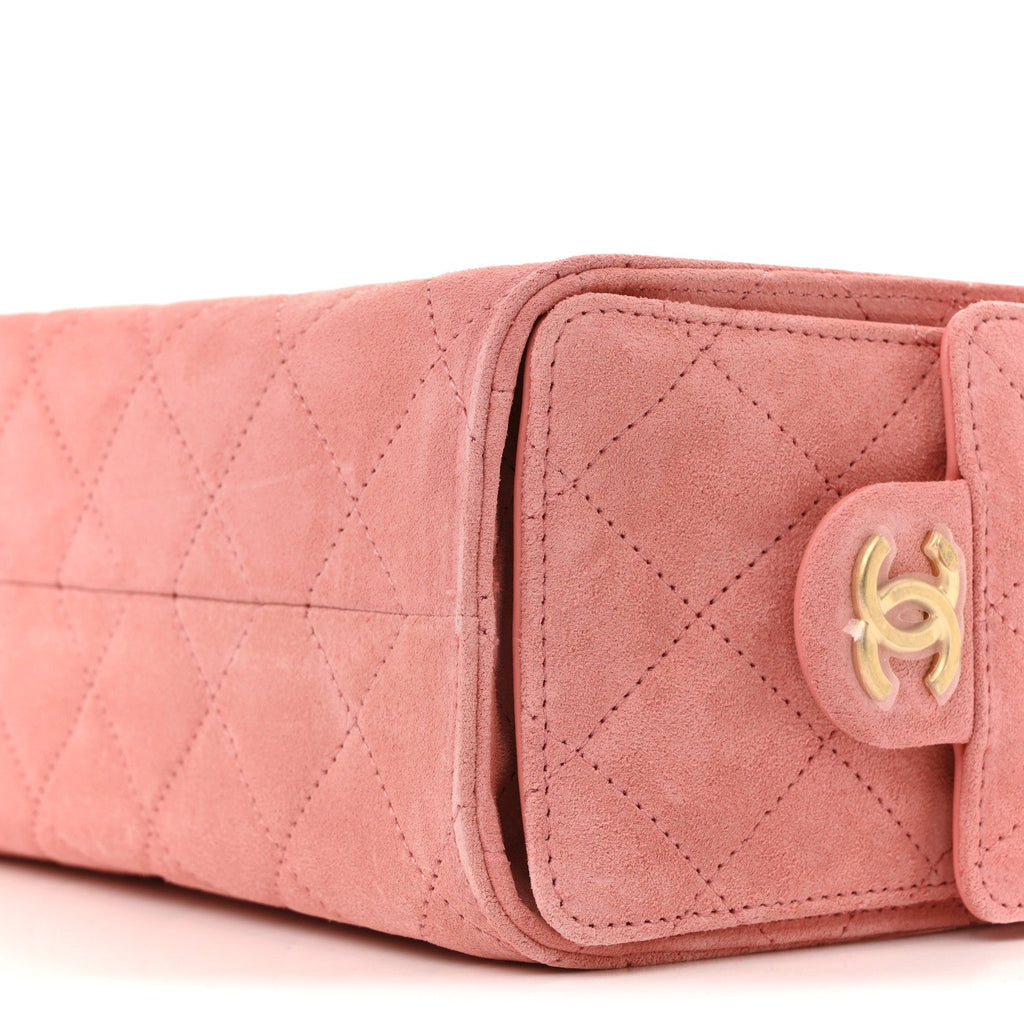 Chanel Suede Quilted Mini Chanel 25 Handbag Pink