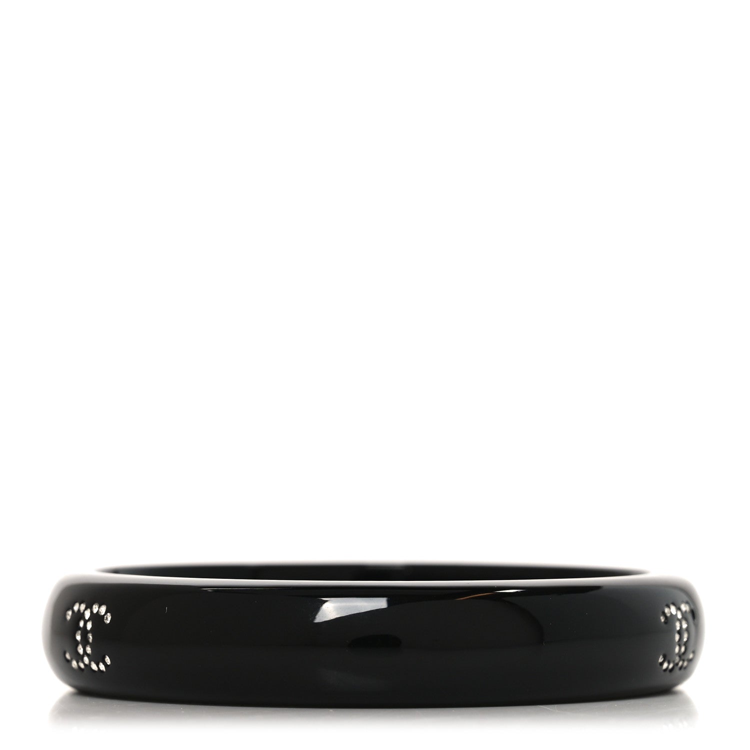 Resin Crystal CC Bangle Bracelet Black