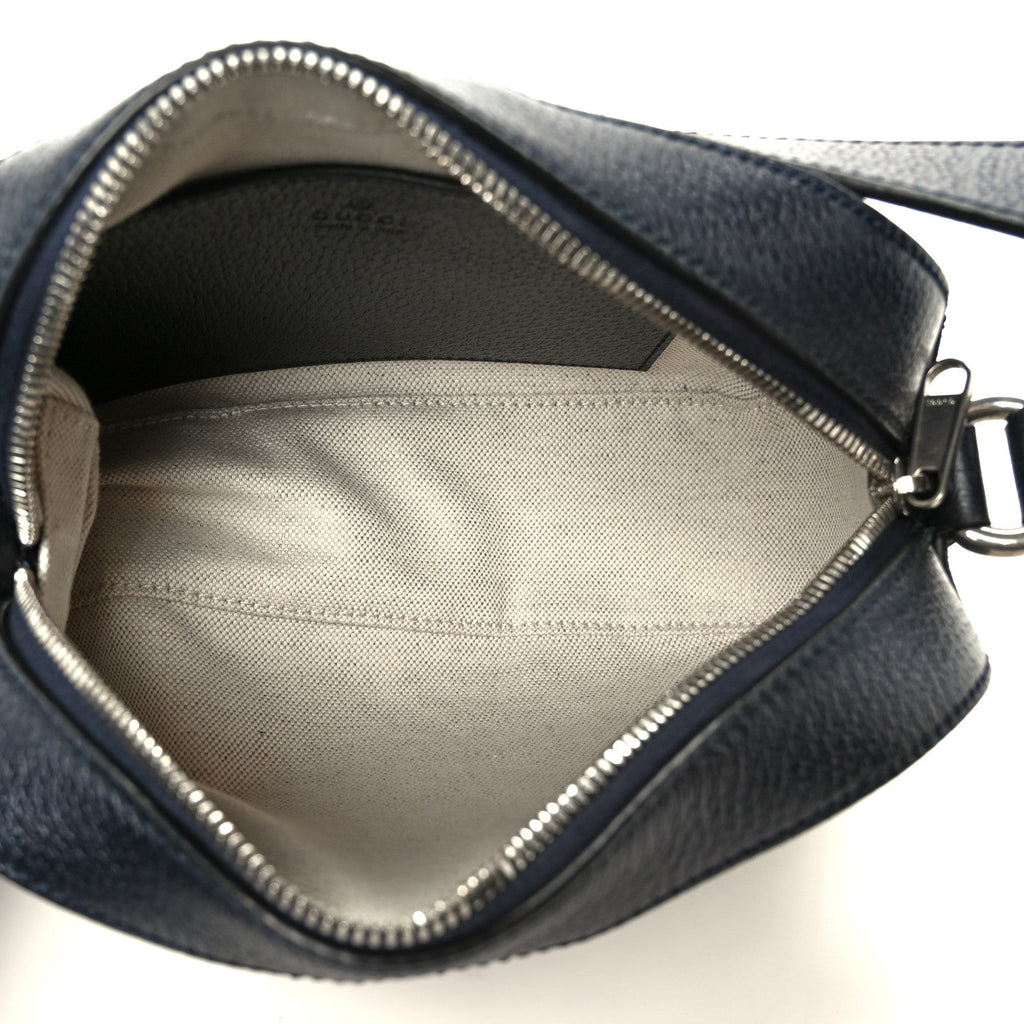 Gucci GG Supreme Monogram Textured Dollar Calfskin Web Small Ophidia Camera Bag Beige Blue