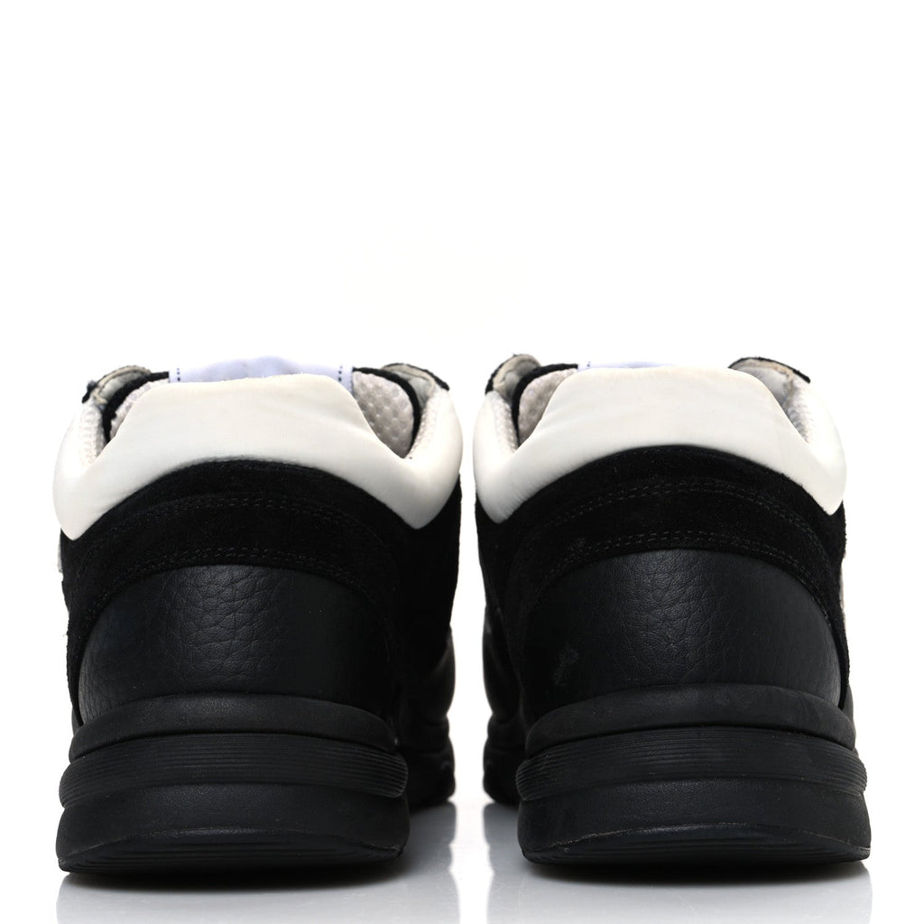 Mesh Suede Grained Calfskin Womens CC Sneakers 37.5 Black White