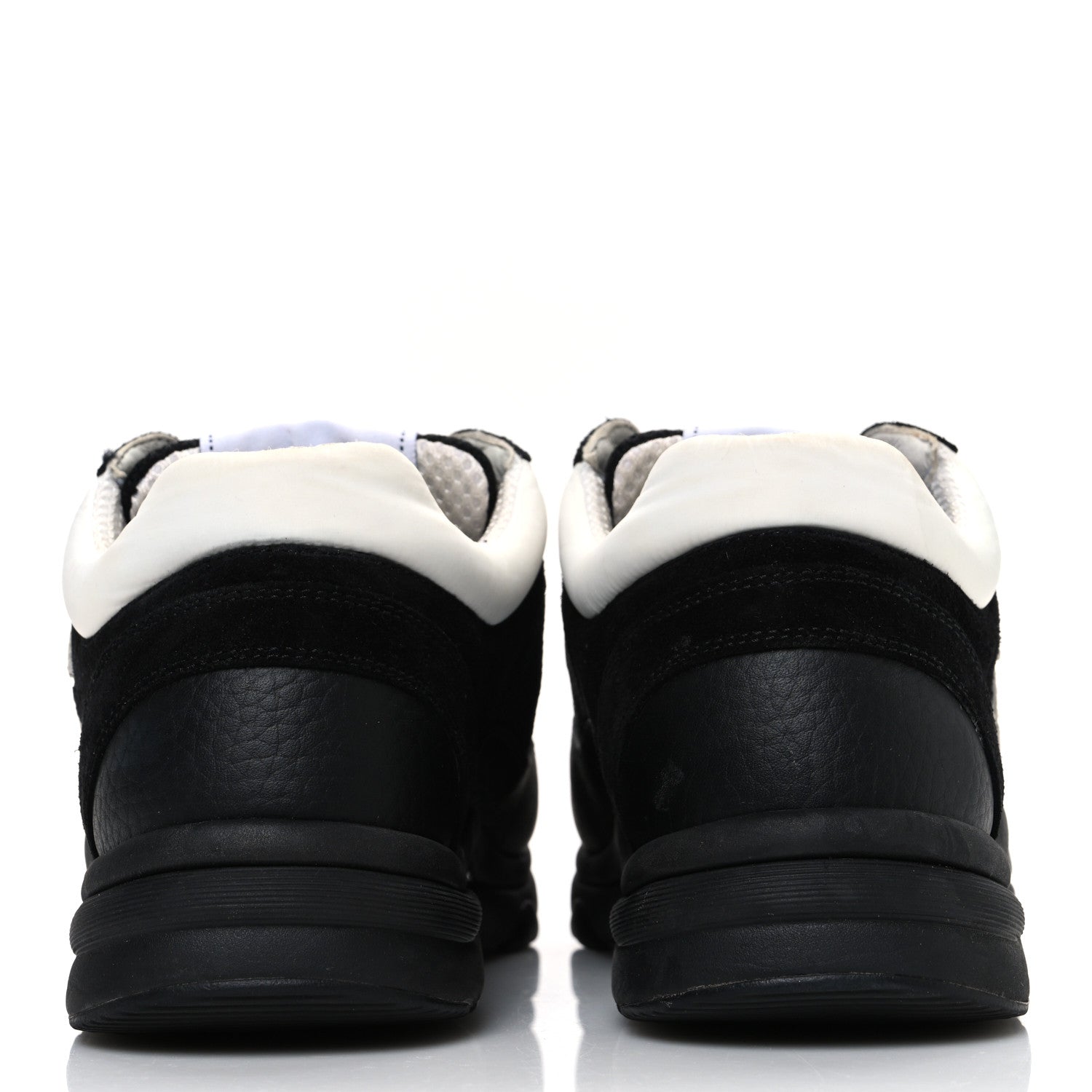 Mesh Suede Grained Calfskin Womens CC Sneakers 37.5 Black White