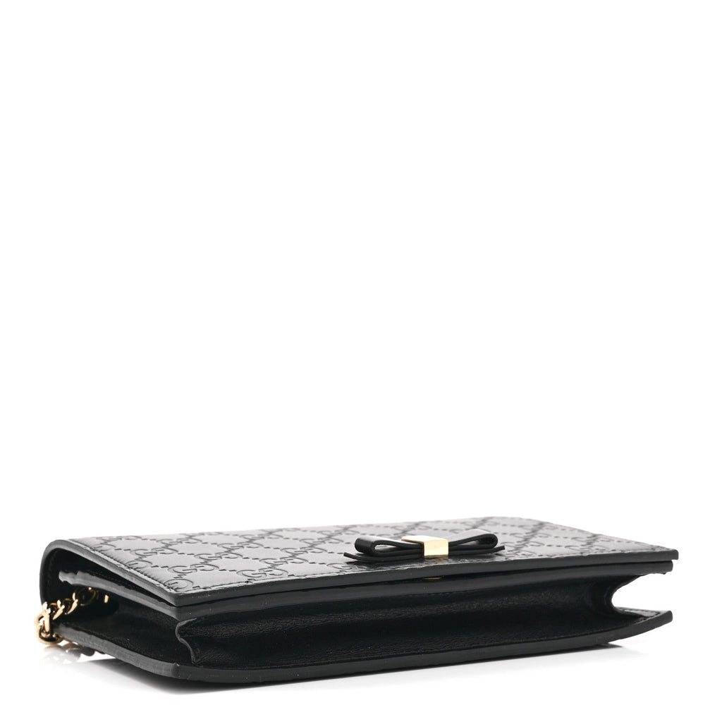 Gucci Guccissima Signature Bowy Chain Wallet Black