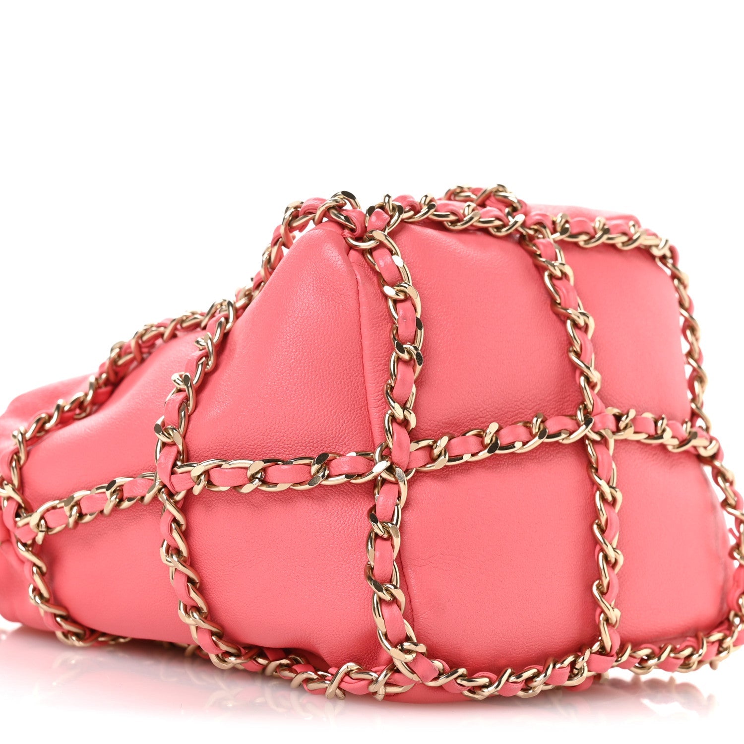 Chanel Lambskin Bucket Chain Drawstring Bag Pink