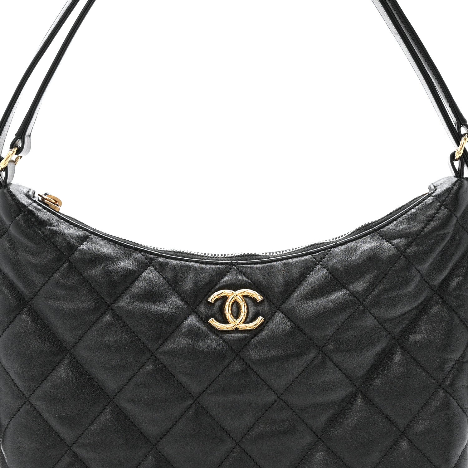 Chanel Lambskin Quilted Maxi Hobo Black