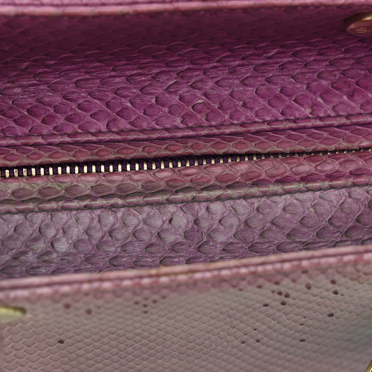 Christian Dior Snakeskin Medium Lady Dior Purple