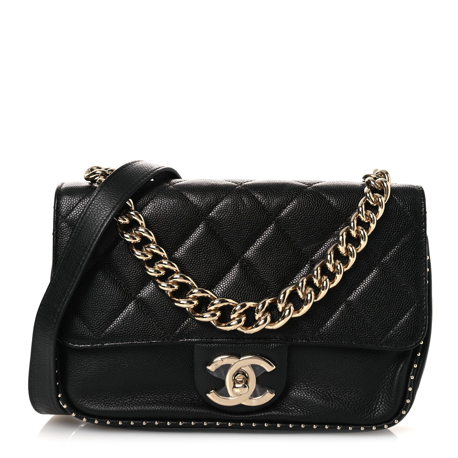 Chanel Caviar Quilted Small Studded Flap Black