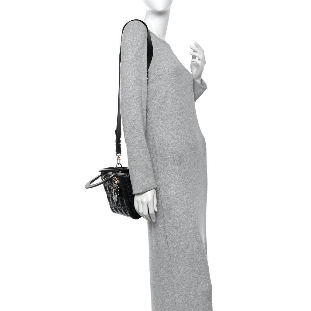 Christian Dior Lambskin Cannage Small My ABCDior Lady Dior Black