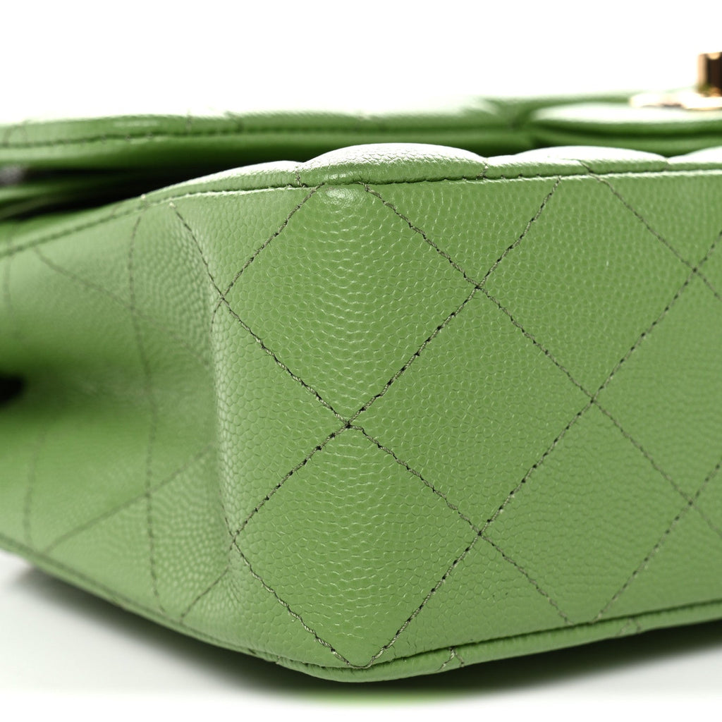 Chanel Caviar Quilted Small Double Flap Green