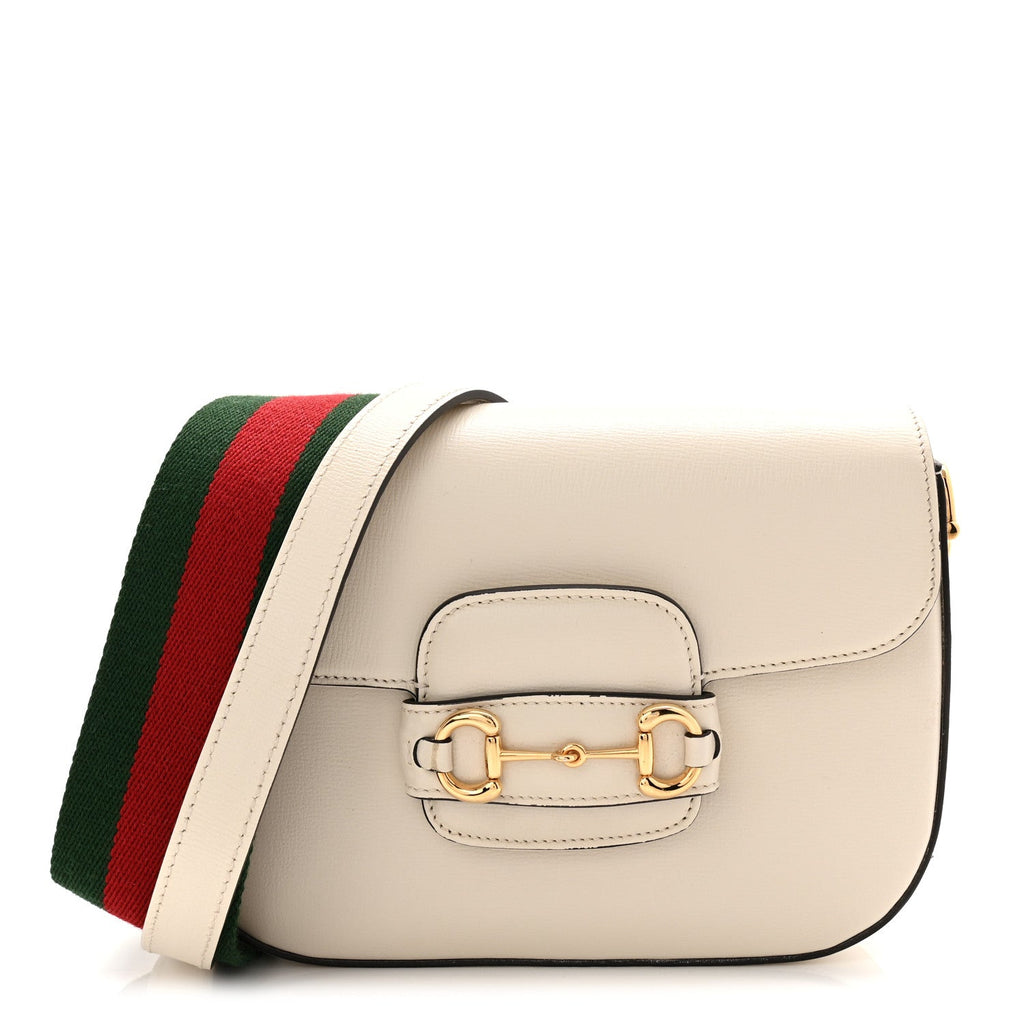 Gucci Azalea Calfskin Web Mini Horsebit 1955 Shoulder Bag Mystic White