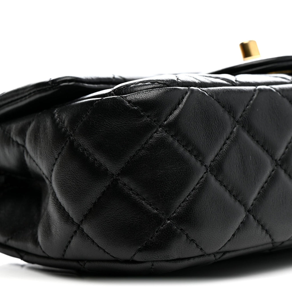 Chanel Lambskin Quilted Mini Rectangular Pearl Crush Flap Black