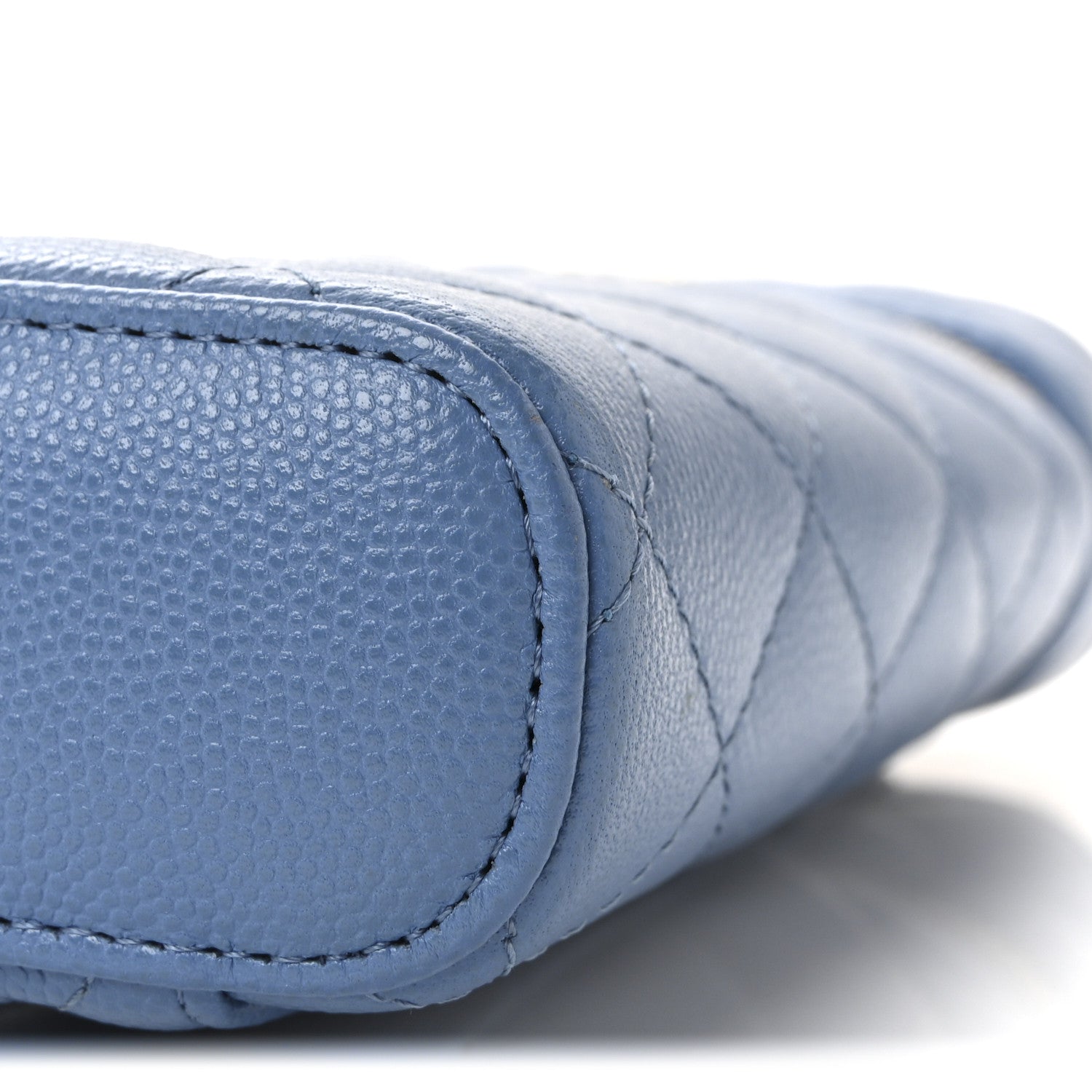 Chanel Caviar Quilted Phone Holder With Chain Blue
