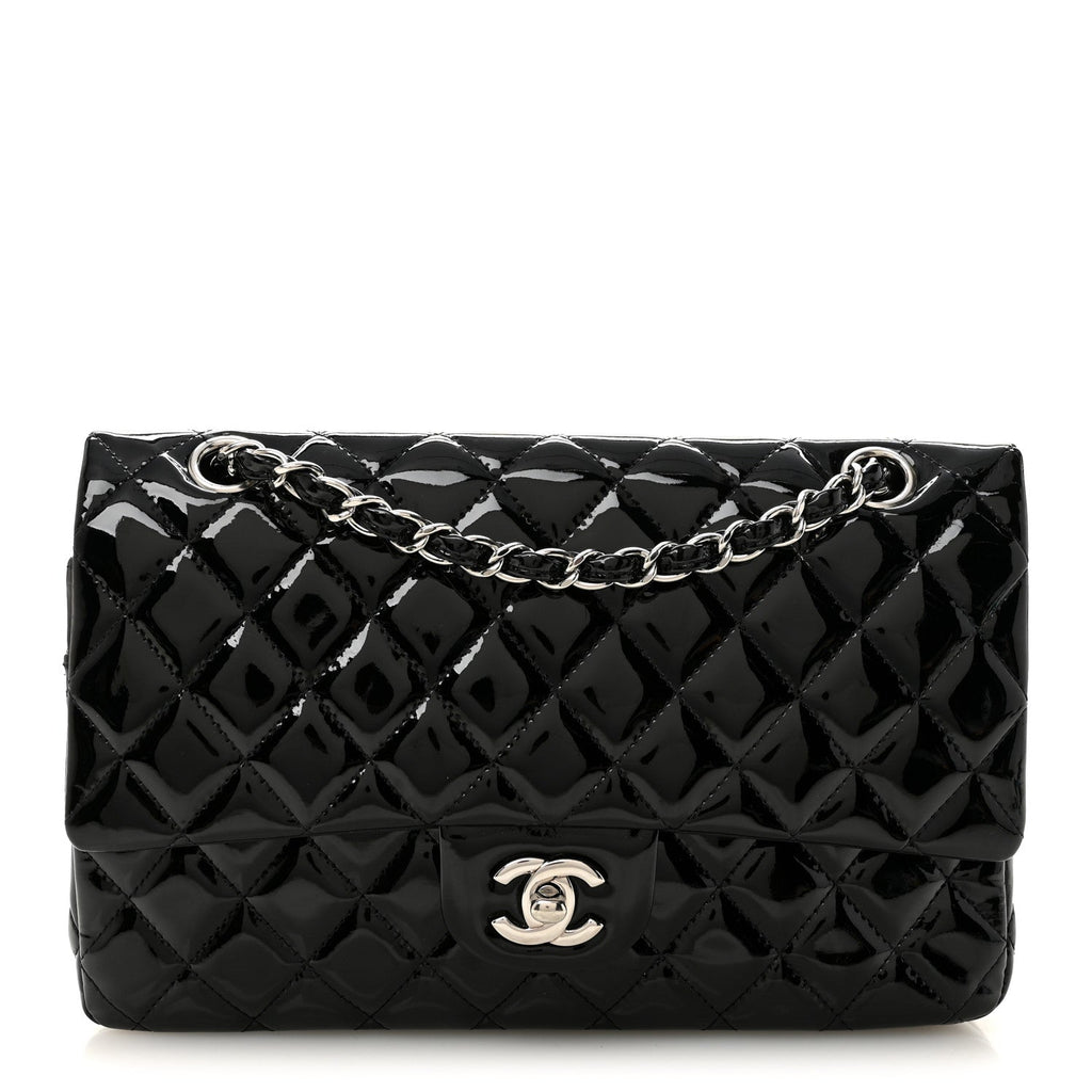 Chanel Patent Quilted Medium Double Flap Black