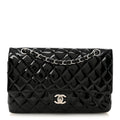 Chanel Patent Quilted Medium Double Flap Black