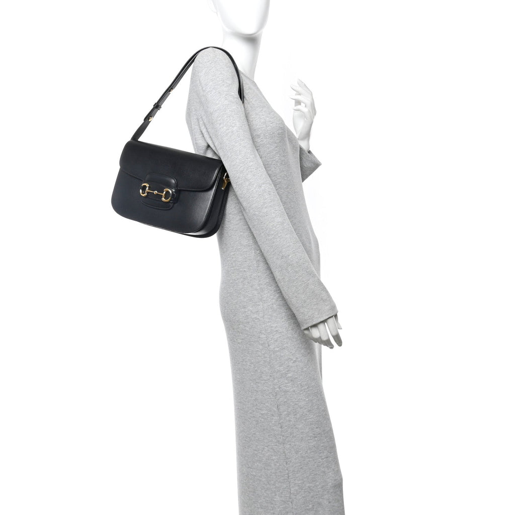 Gucci Azalea Calfskin Horsebit 1955 Shoulder Bag Black