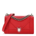 Christian Dior Grained Calfskin Small Diorama Flap Bag Red