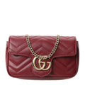 Gucci Calfskin Matelasse Super Mini GG Marmont Shoulder Bag Rosso Ancora