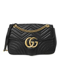 Gucci Calfskin Matelasse Medium GG Marmont Shoulder Bag Black