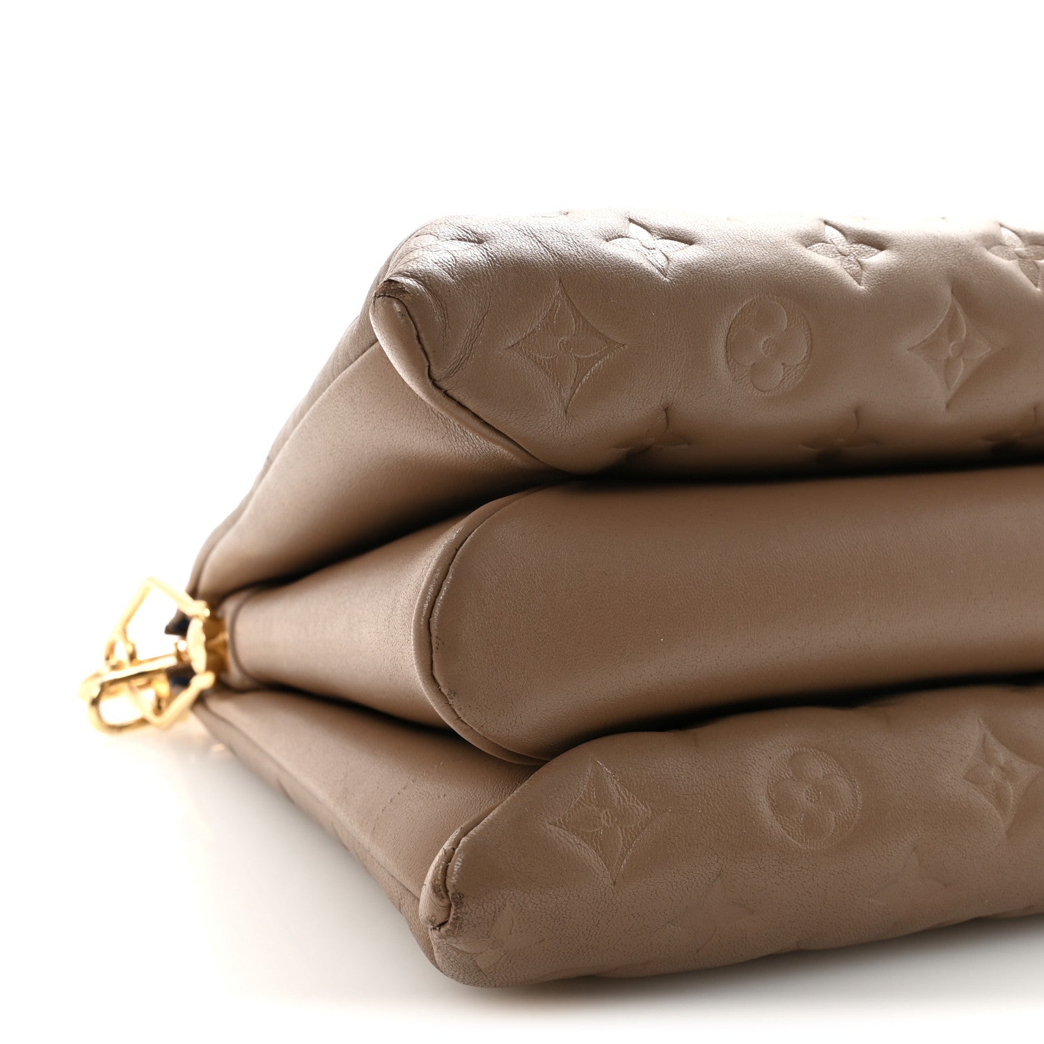 Louis Vuitton Lambskin Embossed Monogram Coussin MM  Taupe