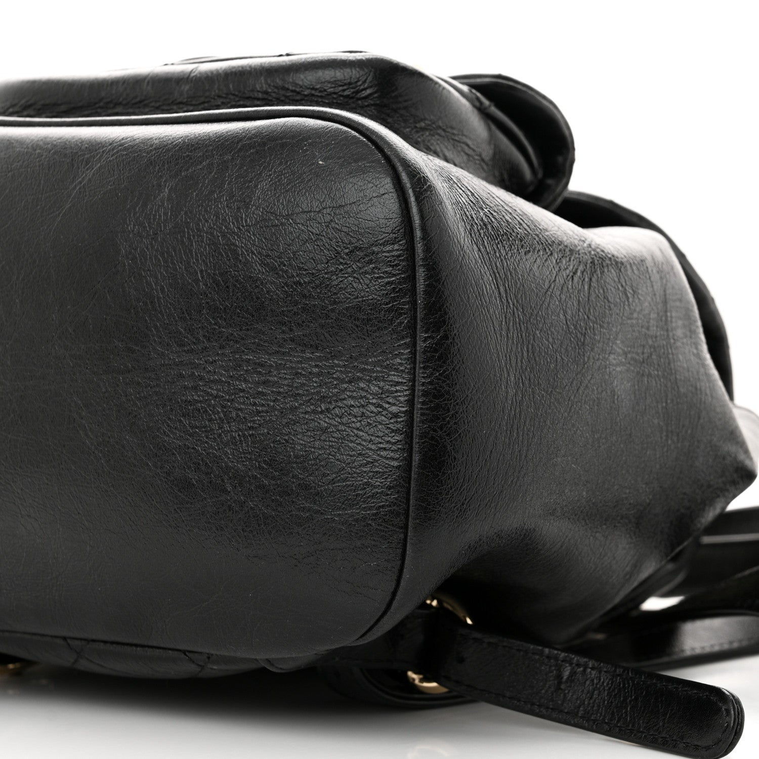 Chanel Glazed Aged Calfskin Quilted Small Duma Drawstring Backpack Black