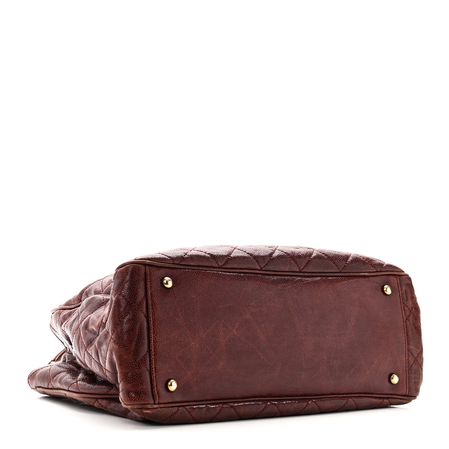 Chanel Glazed Caviar Quilted Small Shiva Tote Burgundy
