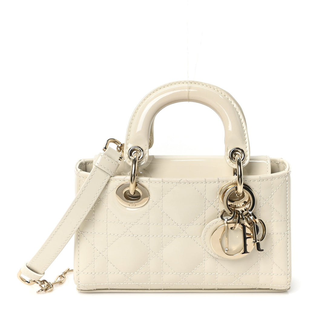 Christian Dior Patent Cannage Micro Lady D-Joy Latte