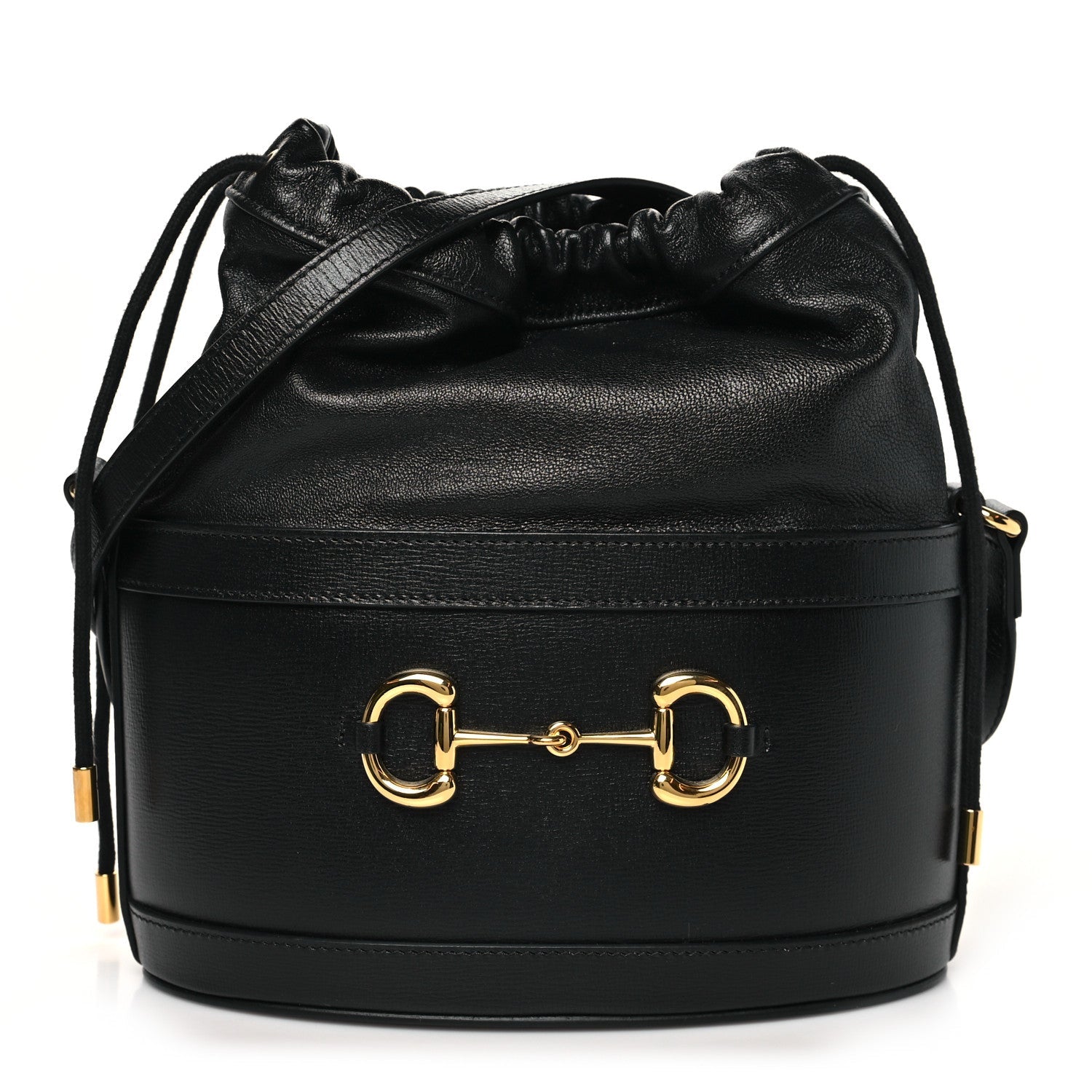 Gucci Azalea Sakai Calfskin Horsebit 1955 Drawstring Bucket Bag Black