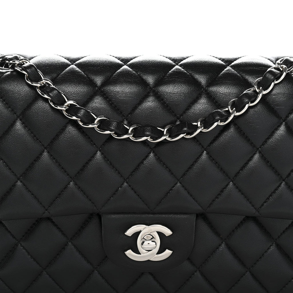 Chanel Lambskin Quilted Medium Double Flap Black