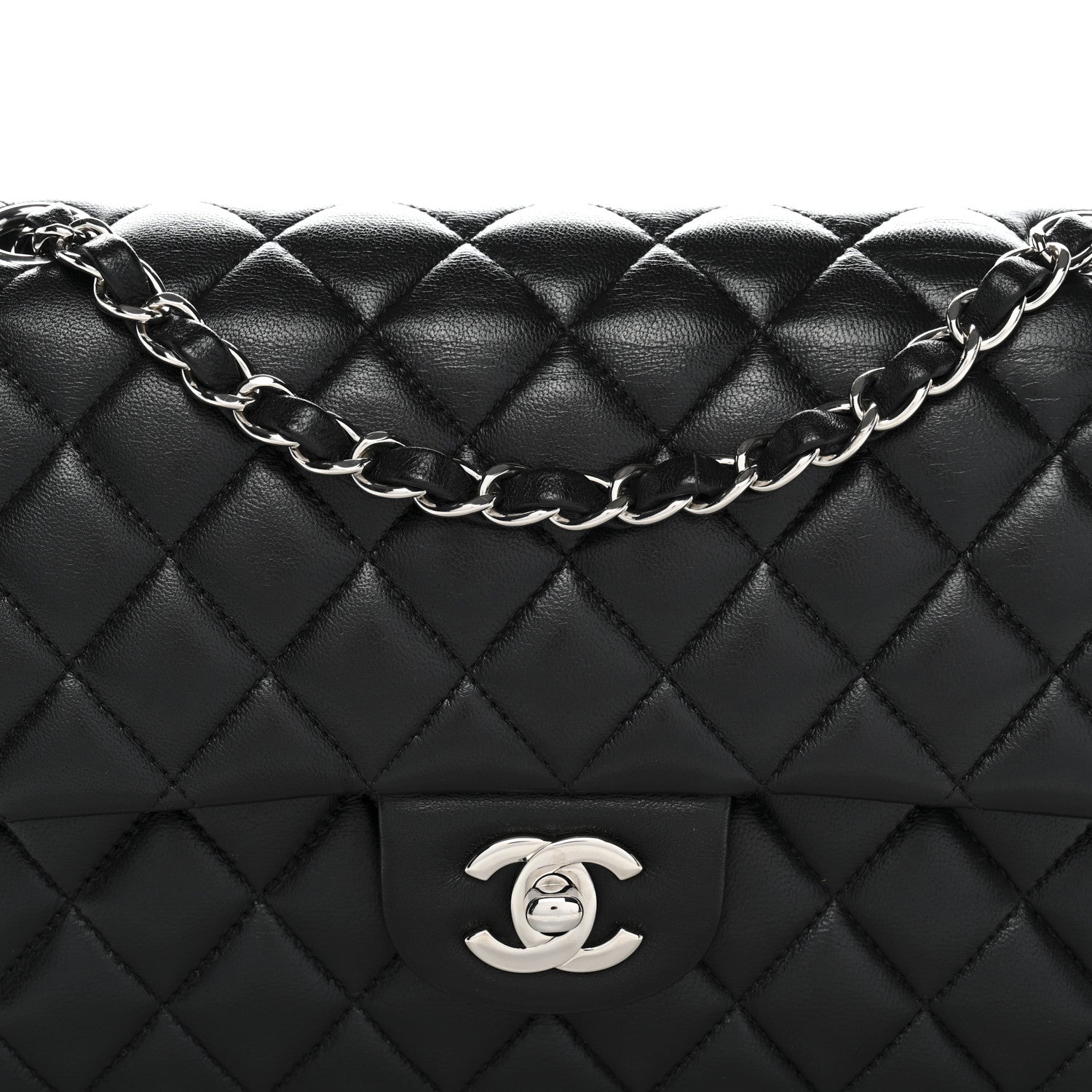 Chanel Lambskin Quilted Medium Double Flap Black