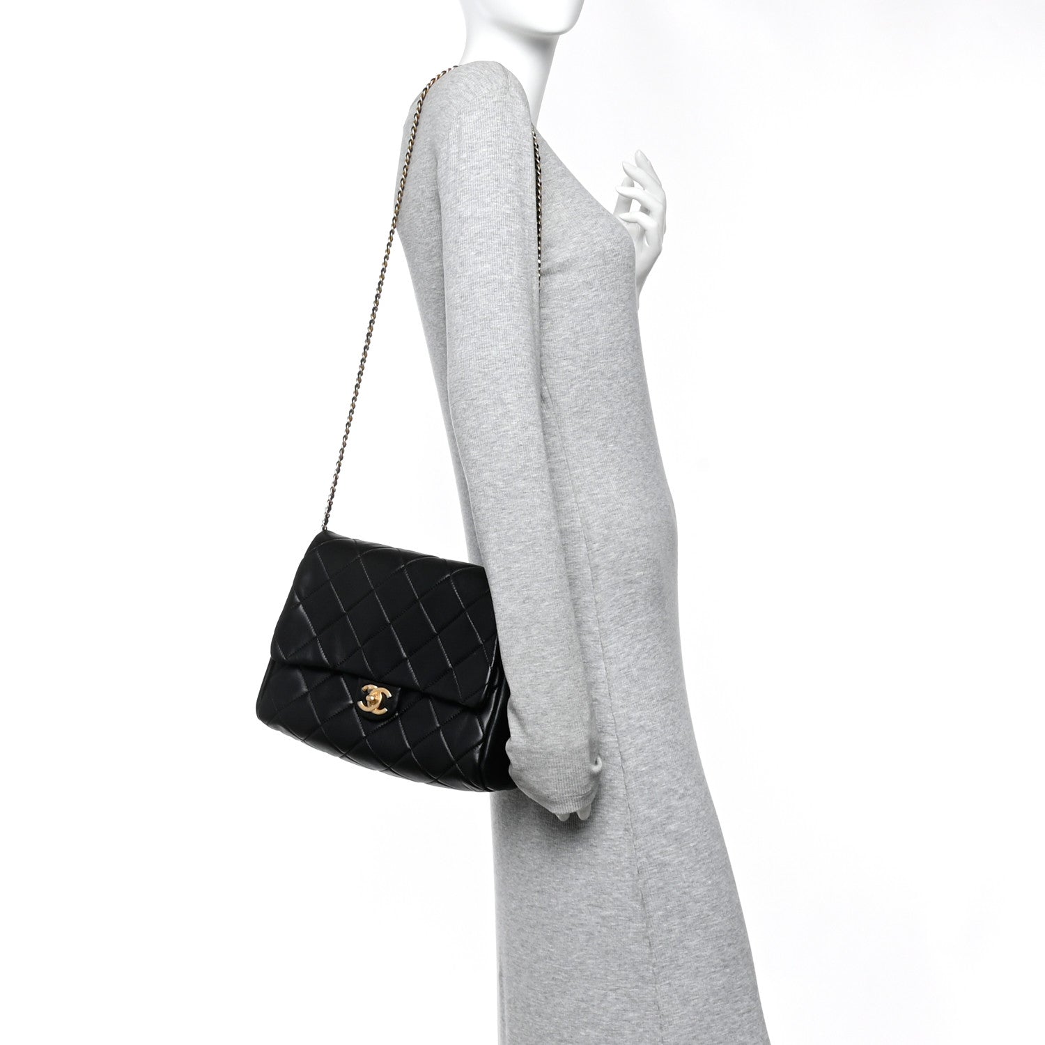 Chanel Lambskin Quilted Side Flap Black