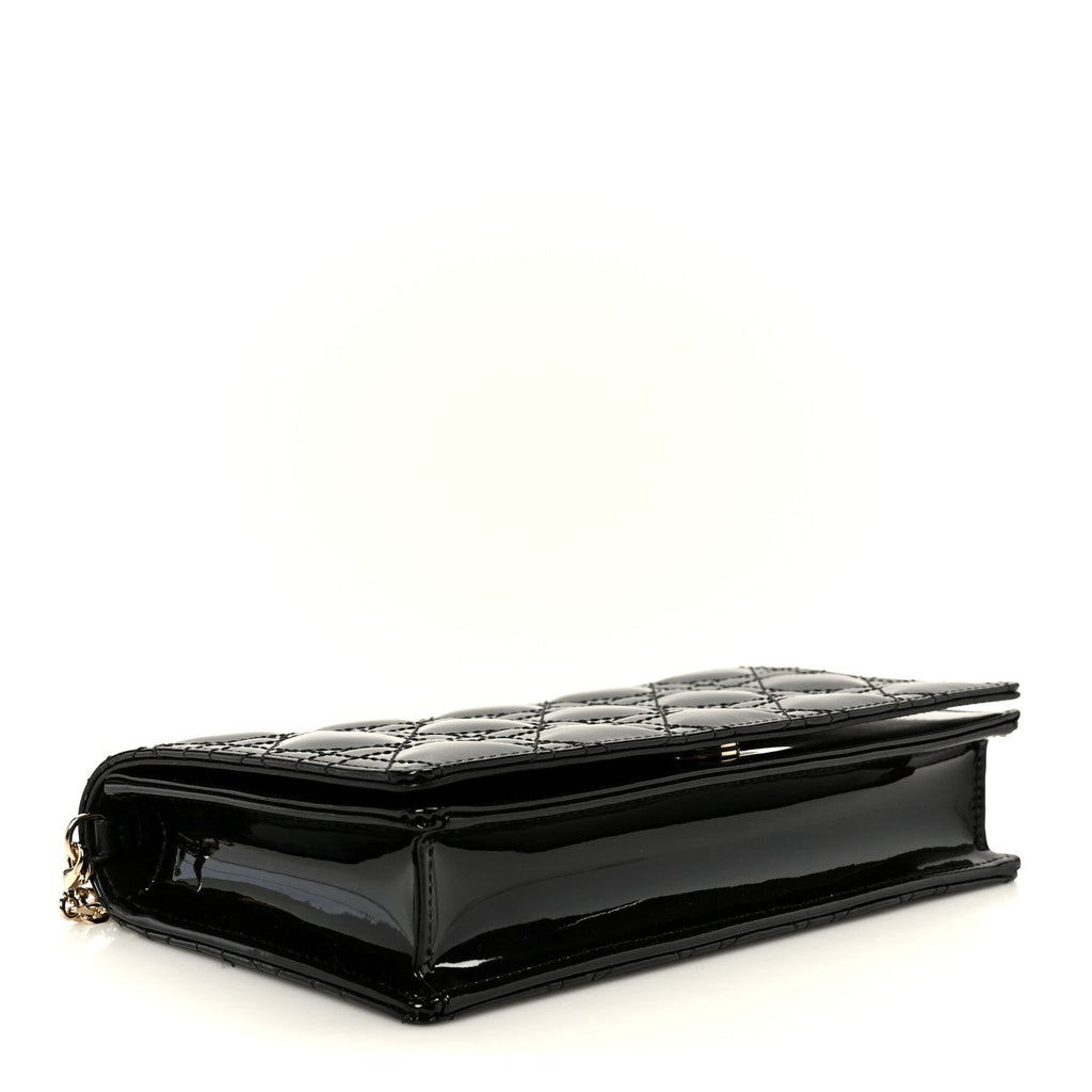 Christian Dior Patent Cannage Lady Dior Pouch Black