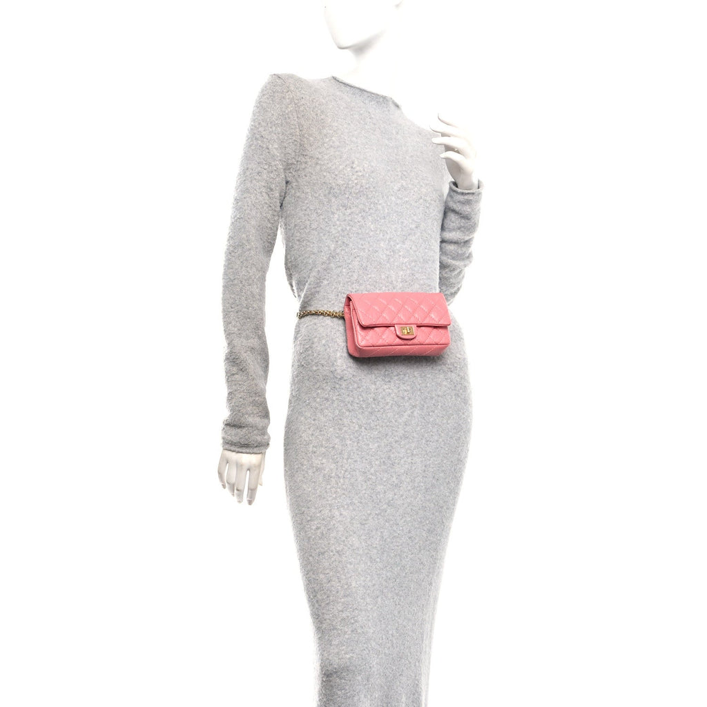 Chanel Aged Calfskin Quilted 2.55 Reissue Flap Belt Bag Pink