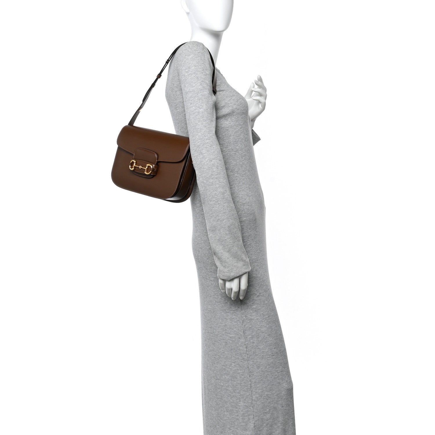 Gucci Azalea Calfskin Horsebit 1955 Shoulder Bag Brown Sugar