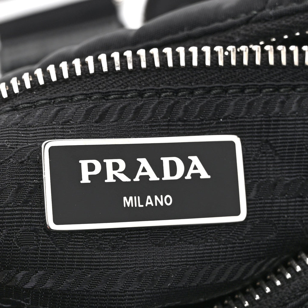 Prada Re-Nylon Triangle Padded Patchwork Shoulder Bag Black