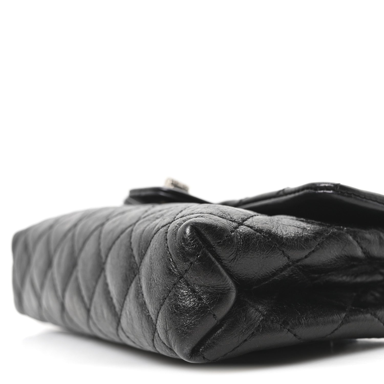Chanel Glazed Calfskin Quilted 2.55 Reissue Flap Belt Bag Clutch 85 34 Black