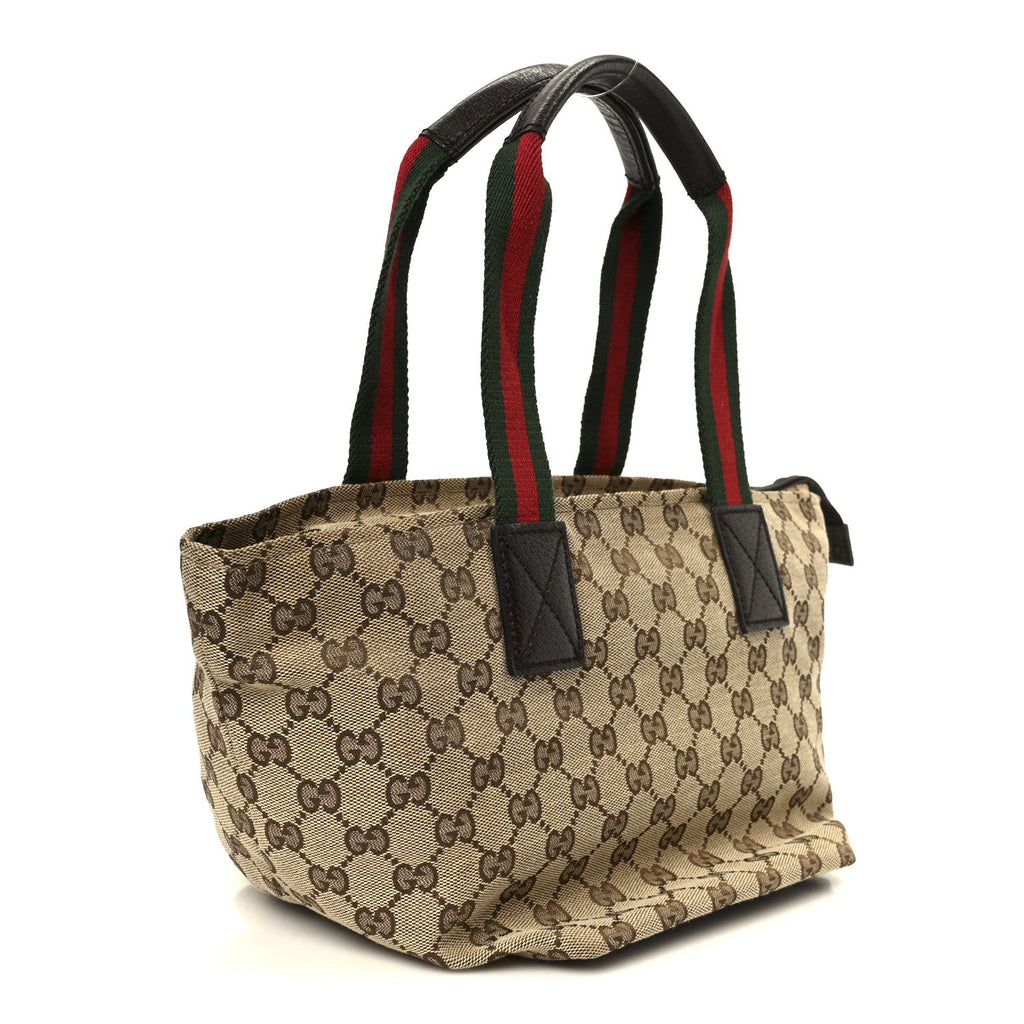 Gucci GG Monogram Small Web Handle Bucket Tote Dark Brown