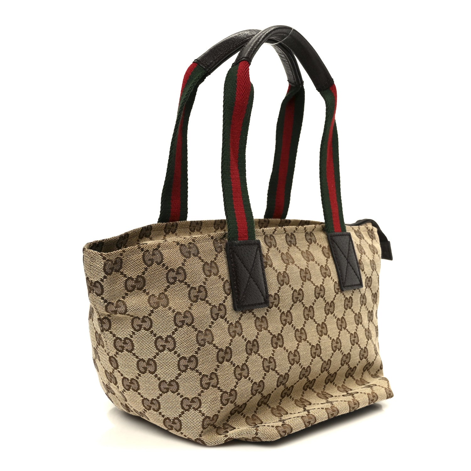 Gucci GG Monogram Small Web Handle Bucket Tote Dark Brown
