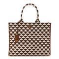 Prada Jacquard Saffiano Triangolo Symbole Embroidered Large Tote Tobacco Talco