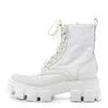Prada Spazzolato Rois Re-Nylon Metal Triangle Logo Monolith Pouch Pocket 55mm Boots 40.5 White