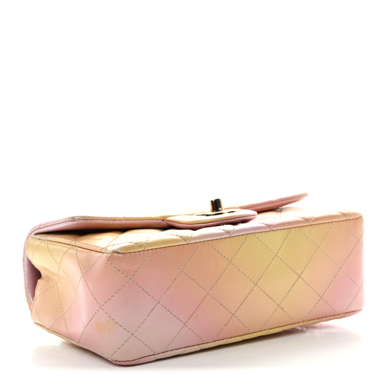 Chanel Lambskin Quilted Tie Dye Ombre Mini Rectangular Flap Yellow Multicolor