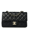 Chanel Lambskin Quilted Mini Rectangular Flap Black