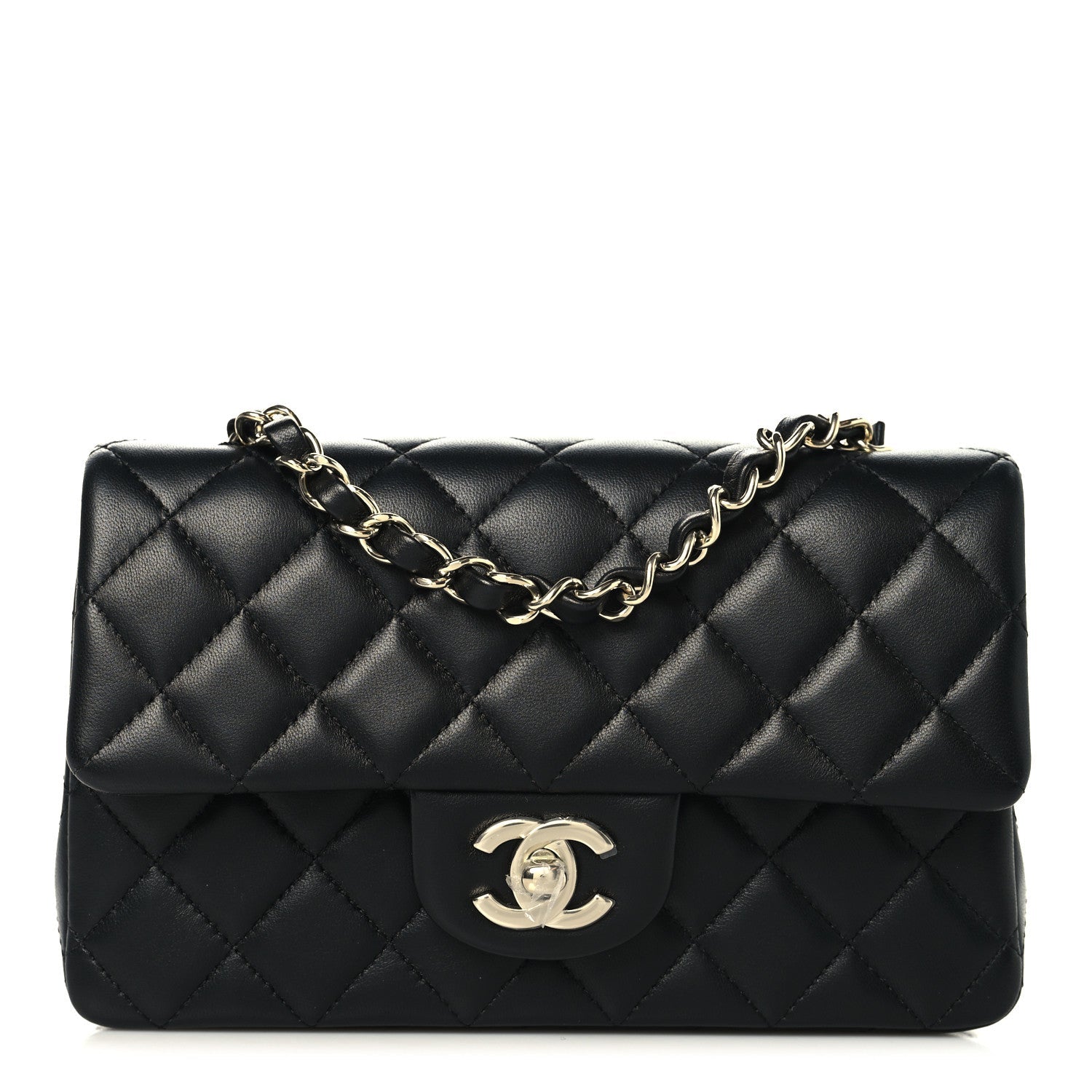 Chanel Lambskin Quilted Mini Rectangular Flap Black