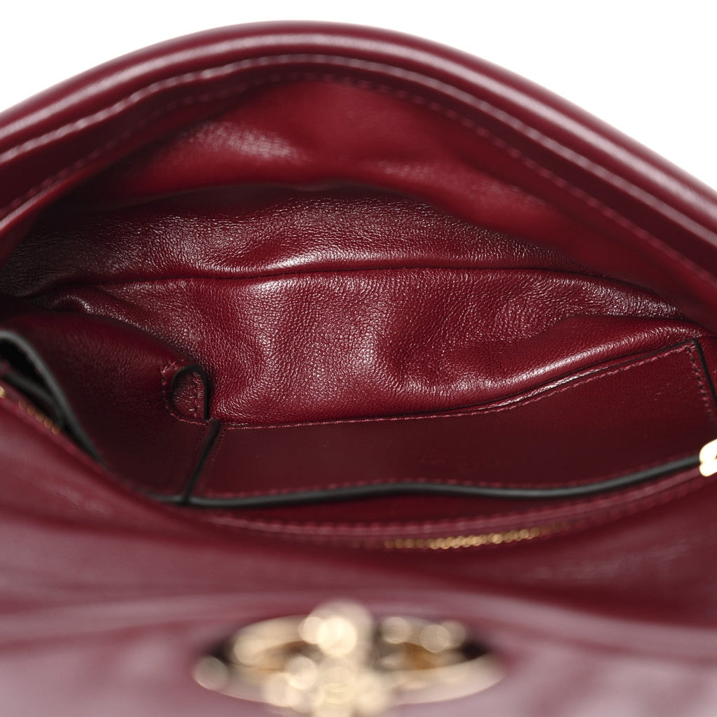 Gucci Lambskin Mini GG Milano Top Handle Shoulder Bag Rosso Ancora