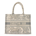 Christian Dior Canvas Embroidered Medium Dioriviera Toile De Jouy Book Tote Gray