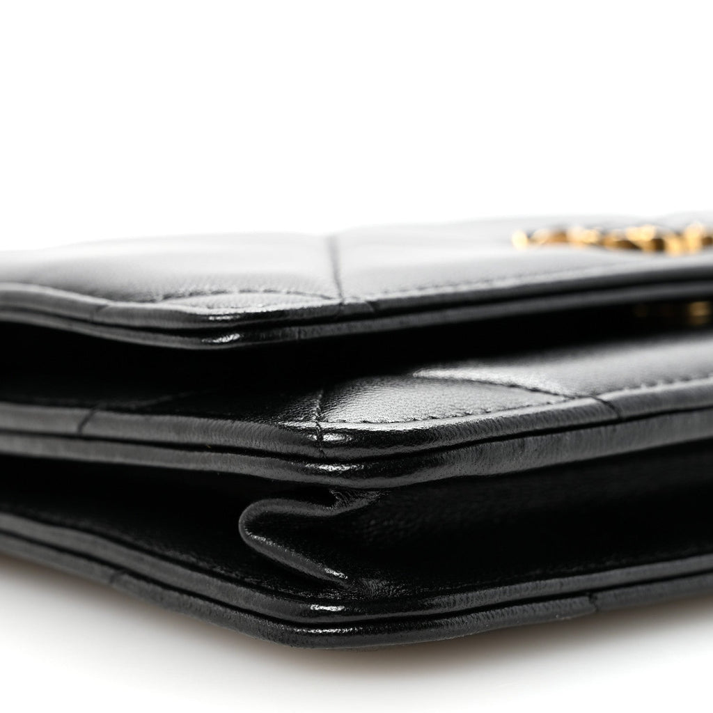 Chanel Lambskin Quilted Chanel 19 Wallet On Chain WOC Black