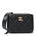 Chanel Caviar Quilted Twist Your Buttons Clutch With Chain Black